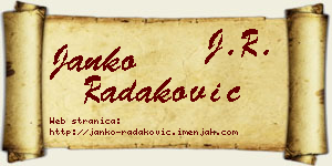 Janko Radaković vizit kartica